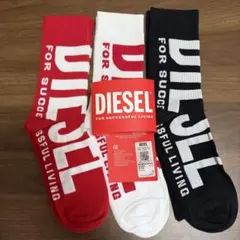 新品MサイズDIESEL(ディーゼル)ソックス 靴下 ロゴ 3足
