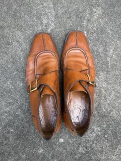 ブラウン ダブルモンクストラップ 革靴