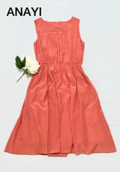 ANAYI✨ライトローンマキシワンピース ティアード インナー付 グリーン