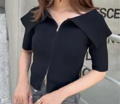 INGNI ジッパー付きオフショルダーブラックトップス M