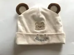 新生児　クマ耳付きベビー帽子