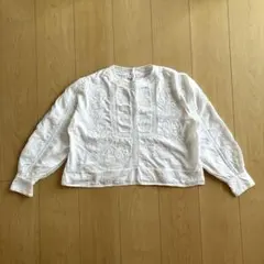 Fanaka ファナカ　アンティーク オフホワイト刺繍長袖ブラウス