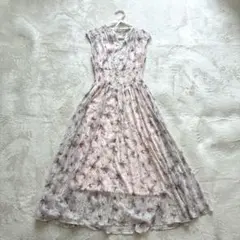 美品FRAY I.D フレイアイディー ラインアートシフォンクレープワンピースS