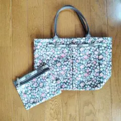 レスポートサック　トートバッグ　ポーチ　花柄　薔薇　ハンドバッグ