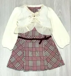 any FAM ワンピース ボレロ　セット　ピンク　チェック 110