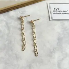 (No.285) シンプル チェーン ハンドメイドピアス イヤリング