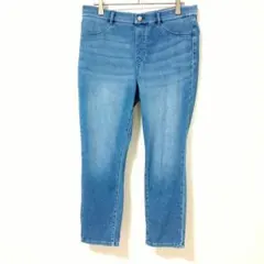 ユニクロ　ライトブルーデニム　クロップドパンツ　XL　ストレートレッグ