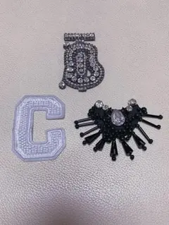 152. 刺繍＆ビーズ付きワッペン3枚セット