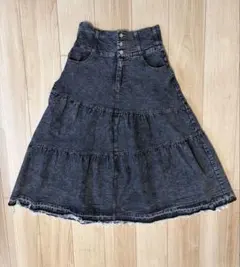 ブラックデニム　フレアスカート