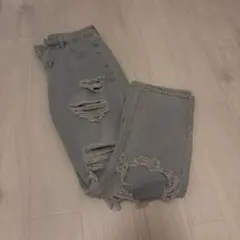 ダメージ加工 ライトブルー デニムパンツのサムネイル