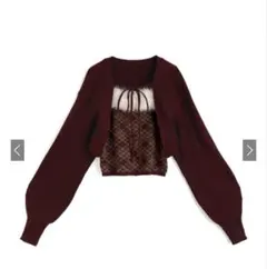アーガイル柄ファーキャミソール×ボレロニットアンサンブル[an1840] GRL