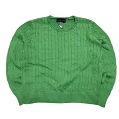 Polo Ralph Lauren グリーン ケーブルニットセーター　M