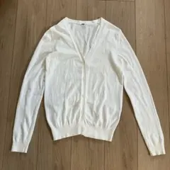 UNIQLO ユニクロ UVカット　コットンVネックカーディガン　綿100% 白