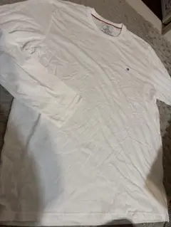 トミーヒルフィガー ロンT 白XLサイズ 刺繍ロゴ 綿100%