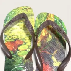 【未使用級】Havaianas⭐️ビーチサンダル グリーン花 カピバラ37/38のサムネイル