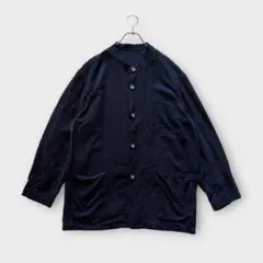 アセイファ　（48）　メンズ　シャツ　ジャケット　シルク混　レーヨン　紺
