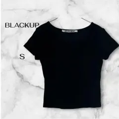 ブラックアップ　スタンダードUネックスリムブラックTシャツ　Sのサムネイル