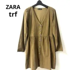 ZARA Vネックボタン付きチュニックシャツワンピース羽織りLサイズ
