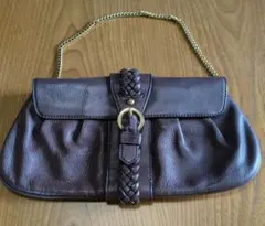 ダークブラウン レザー クラッチバッグ