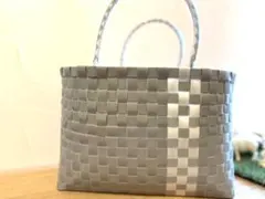 【プラカゴバッグ】グレープラカゴバッグ ブロックチェック かごバッグ 新品