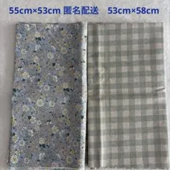布はぎれ　カットクロス　綿麻(コットンリネン)生地 花柄とチェック柄