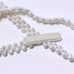 パールベルト　スクエア 飾り紐　シルバー　浴衣　帯飾り　帯締め　夏祭り　着物