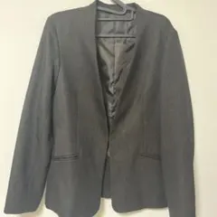 ダークブラウンノーカラージャケット Lサイズ