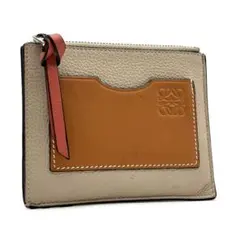 未使用に近い ロエベ フラグメントケース アナグラム レザー ロゴ グレージュ