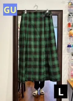 チェックミディスカート　GU　L