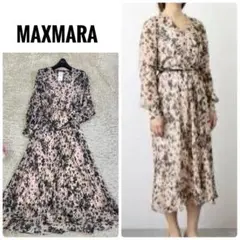 マックスマーラ○極美品/近年モデル○総花柄 ジャージーティアードフレ