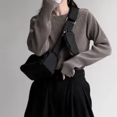 wee9s OBENTOU BAG / ミニポーチ付きスクエアバッグ ブラック