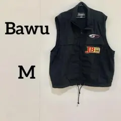 【Bawu】フィッシングベスト メッシュ ワッペン ブラック M