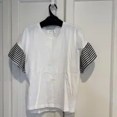 Herencia 半袖Tシャツ ボーダーフリル袖 ホワイト 38のサムネイル
