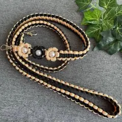 パラコード スマホショルダーストラップ 携帯チャーム パールビーズ お花 手作り