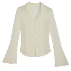 完売商品　MEDI SHRUNK LACE OPEN COLLAR TOPのサムネイル