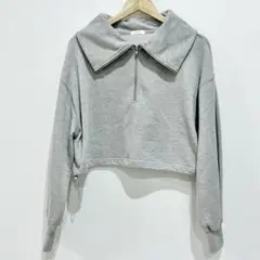 LOWRYS FARM グレー フロントジップスウェット　トレーナー