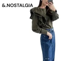 &.NOSTALGIA フリル長袖トップス オリーブ
