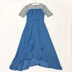 【リルフェテ】ヤマダヤ 極美品 フォーマル ワンピース ドレス レース 青 M