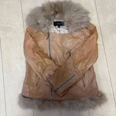 JILL STUART ファー付き　羊革　レザージャケット S