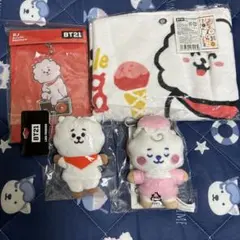 BT21 RJ ぬいぐるみ マスコット タオル キーホルダー 4点セットのサムネイル