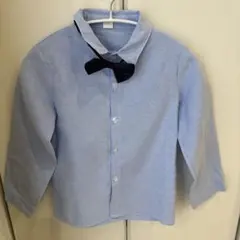 水色 ボウタイ付き 長袖シャツ