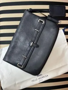 PELLE MORBIDA クラッチバッグ ネイビー(ストラップ付)