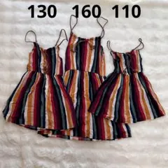 姉妹親子リンクコーデ110.130.160未着用　お揃いワンピース3着　リゾート