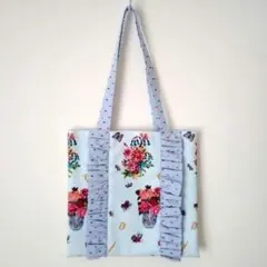 在庫セール⭐　ハンドメイド　ナタリー・レテ　フリル　トートバッグ　花柄　蝶々