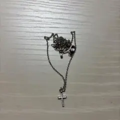 シルバー クロスネックレス ストーン付き