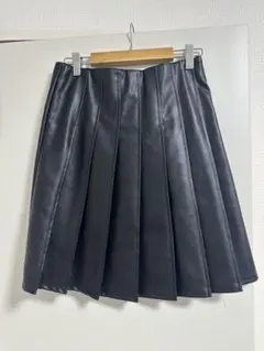 ブラック レザープリーツミニスカート