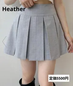 ヘザー グレー チェック柄 プリーツミニスカート ミニスカート 美品✨️M