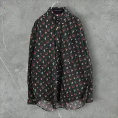 【k7649】希少USA古着トミーヒルフィガー90s当時物刺繍ロゴ長袖シャツ総柄