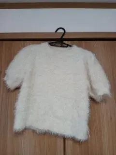 フェザーヤーンラメ半袖ニット