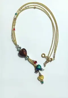 美品 ANTICA MURRINA ベネチアンガラス 8個 チェーン ネックレス 